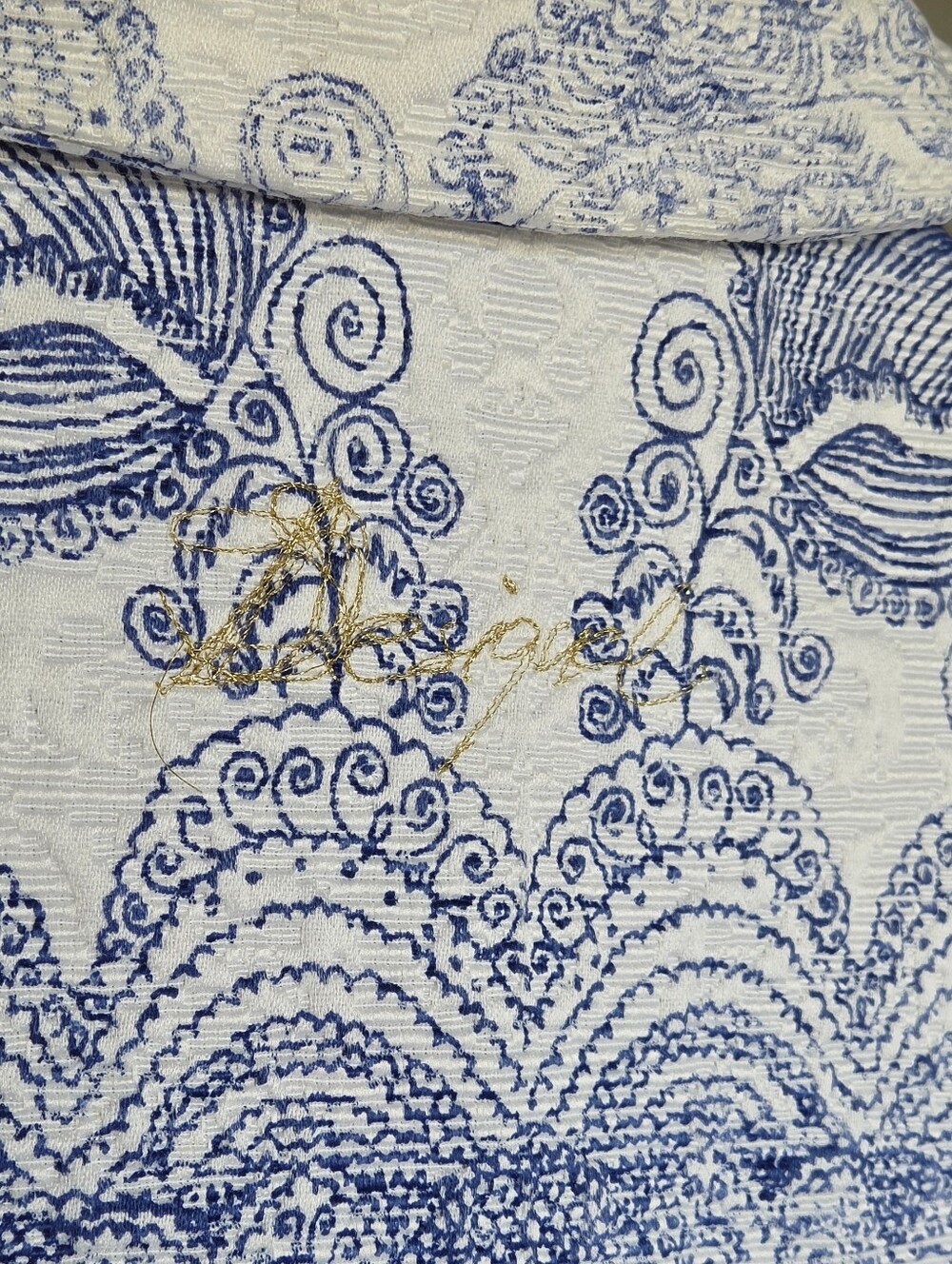 Desigual White & Blue Ombre Tapestry Long Coat - Picture 7 of 11